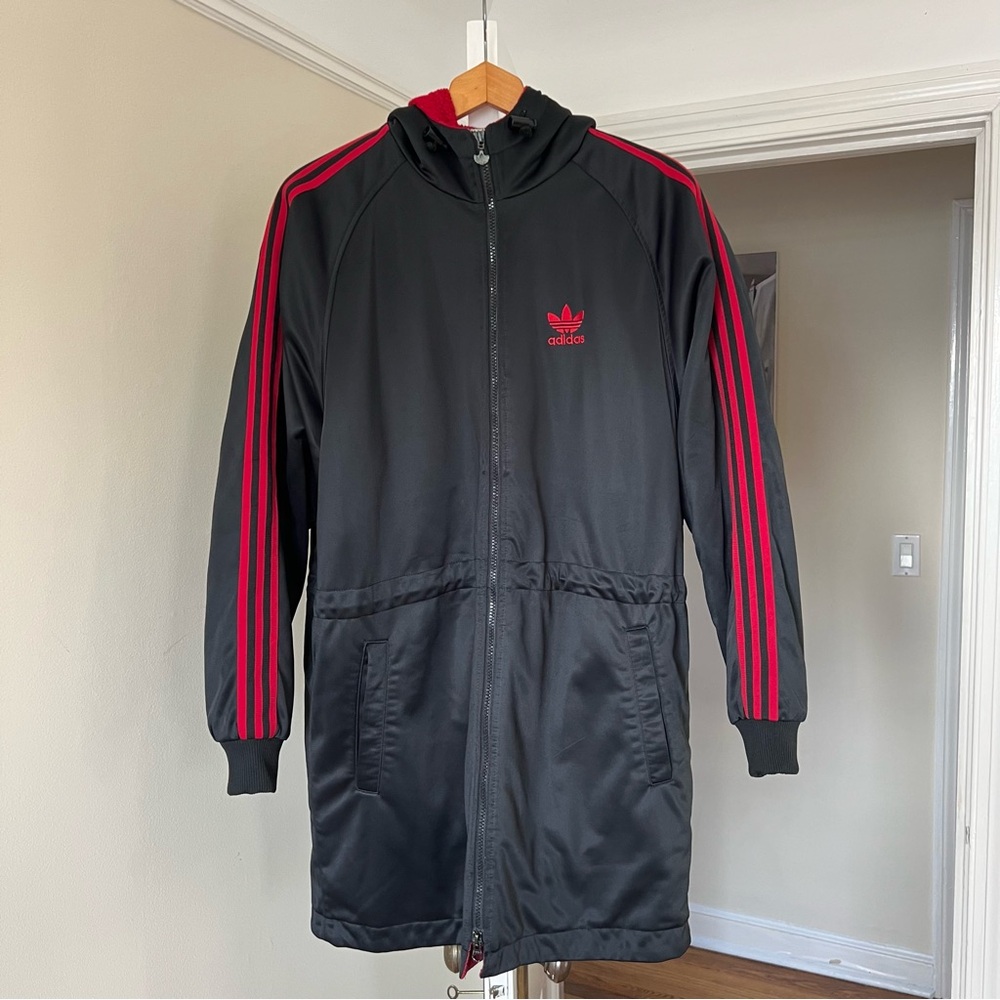 hooded adidas long track jacket